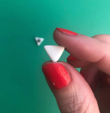 Load image into Gallery viewer, Nine Angels Simple white triangle stud earrings
