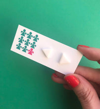 Load image into Gallery viewer, Nine Angels Simple white triangle stud earrings