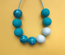 Load image into Gallery viewer, Nine Angels Sparkly turquoise clay necklace
