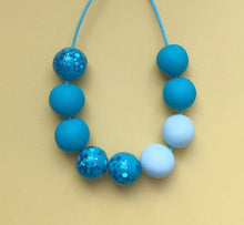 Load image into Gallery viewer, Nine Angels Sparkly turquoise clay necklace