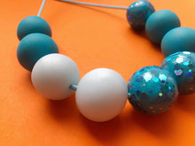 Load image into Gallery viewer, Nine Angels Sparkly turquoise clay necklace