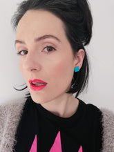 Load image into Gallery viewer, Nine Angels Square turquoise statement earrings