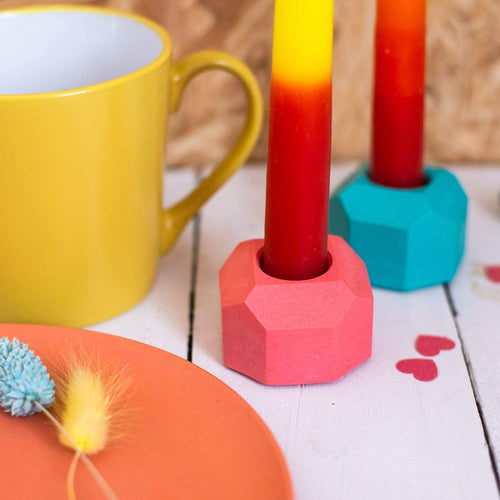 Nine Angels Summer brights set of 4 geometric taper candle holders