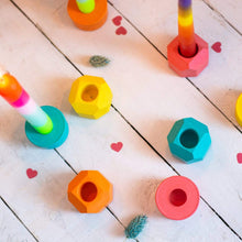 Load image into Gallery viewer, Nine Angels Summer brights set of 4 geometric taper candle holders