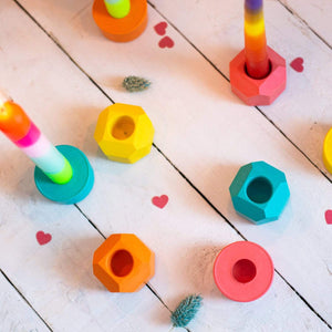 Nine Angels Summer brights set of 4 geometric taper candle holders