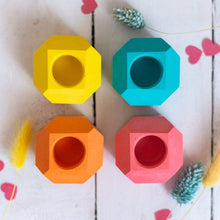 Load image into Gallery viewer, Nine Angels Summer brights set of 4 geometric taper candle holders