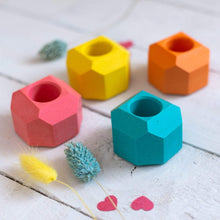 Load image into Gallery viewer, Nine Angels Summer brights set of 4 geometric taper candle holders