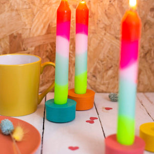 Nine Angels Summer brights set of 4 round taper candle holders