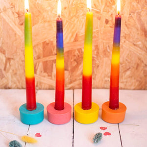 Nine Angels Summer brights set of 4 round taper candle holders