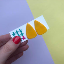 Load image into Gallery viewer, Nine Angels Sunshine yellow giant triangle stud earrings