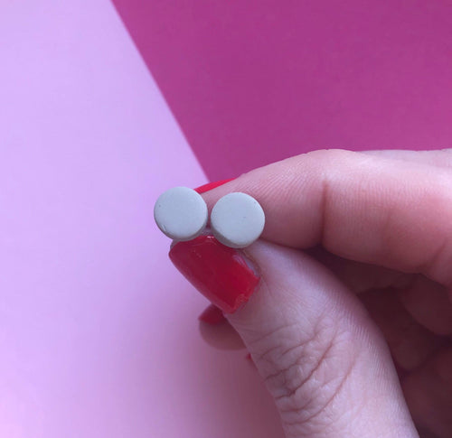Nine Angels Taupe mini circle polymer clay earrings