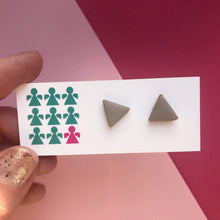 Load image into Gallery viewer, Nine Angels Taupe triangle polymer clay earrings