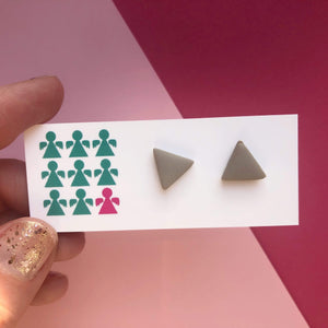Nine Angels Taupe triangle polymer clay earrings