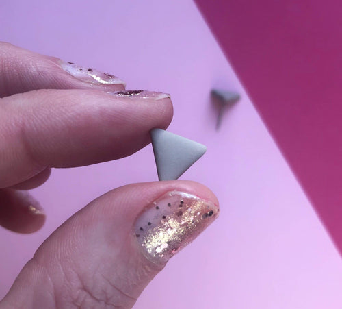 Nine Angels Taupe triangle polymer clay earrings