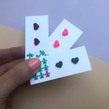 Load image into Gallery viewer, Nine Angels Tiny grey glitter heart earrings