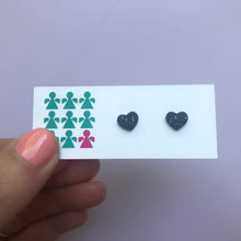 Load image into Gallery viewer, Nine Angels Tiny grey glitter heart earrings