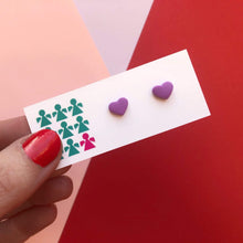 Load image into Gallery viewer, Nine Angels Tiny lilac heart earrings