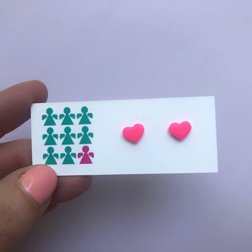 Nine Angels Tiny neon pink heart earrings
