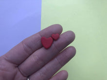 Load image into Gallery viewer, Nine Angels Tiny red heart earrings