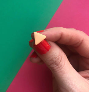 Nine Angels Triangle peach polymer clay earrings