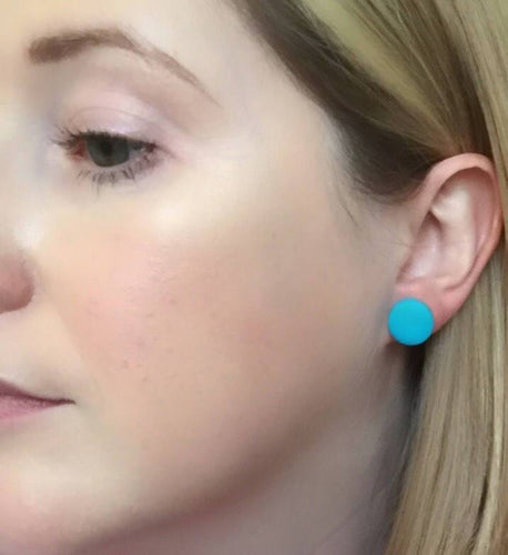 Nine Angels Turquoise clay circle earrings