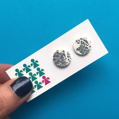Nine Angels White & silver leaf Christmas earrings