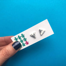 Load image into Gallery viewer, Nine Angels White &amp; silver leaf Christmas earrings