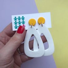 Load image into Gallery viewer, Nine Angels White &amp; sunshine yellow giant triangle drop earrings