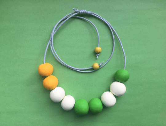 Nine Angels Yellow, cream and green necklace