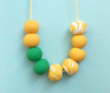 Load image into Gallery viewer, Nine Angels Yellow &amp; green polymer clay statement necklace