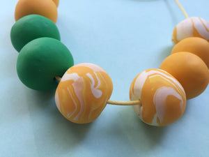 Nine Angels Yellow & green polymer clay statement necklace